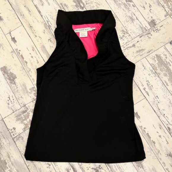 Gretchen Scott Sleeveless Ruffle Neck Top in Black - Picture 1 of 4